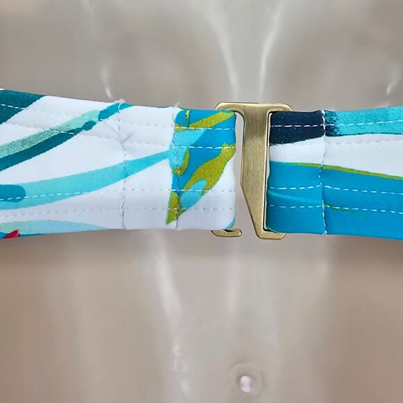 Vince Camuto Womans size S Logo-Ring Halter Bikini Top Balines Floral Cutout NEW - Picture 5 of 8